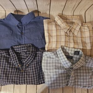 Mens Lot of 4 Short Sleeve Button Down Casual Shirts Northcrest Van Heusen Sz XL